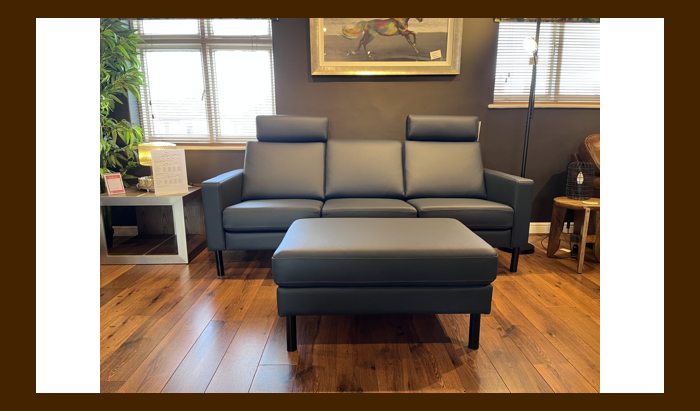 3 Seater With 2 Headrests + Free Footstool - Prime Leather