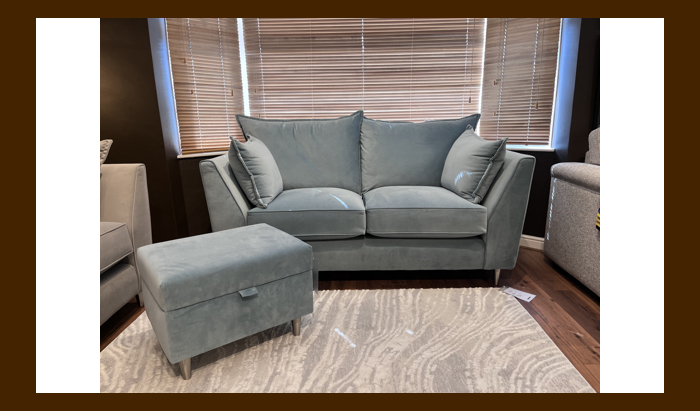 2 Seater Sofa & Storage Footstool